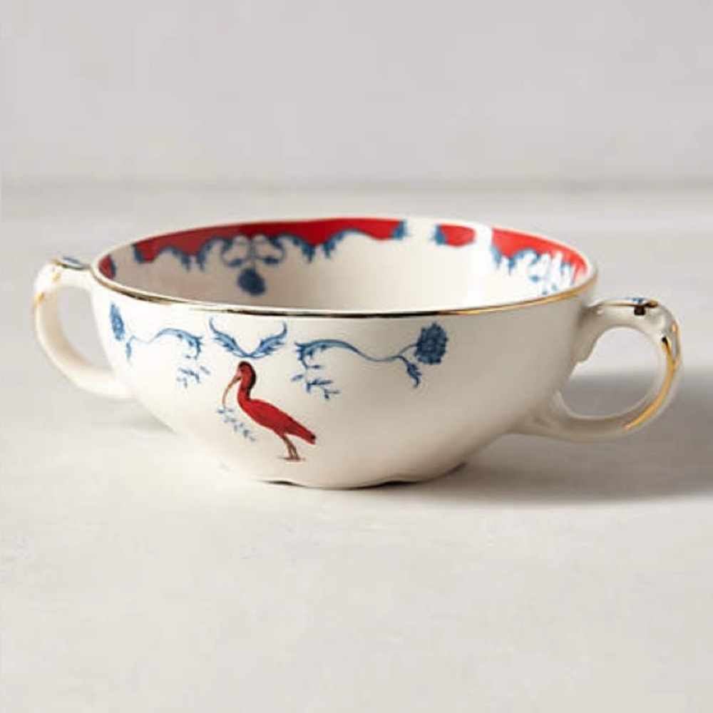 (2)Retired Lou Rota “Natures Table” Red Ibis Teacups